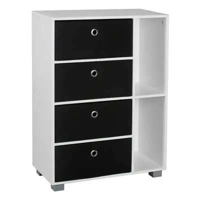 (Black, White) Section Wooden Bookcase Living Room Drawers