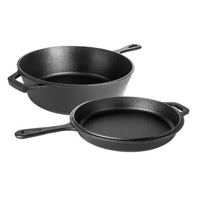 Pre-Seasoned Dutch Oven Pan - Cast Iron Skillet Griddle - 2in1 Combination Stovetop Griddle - 3.