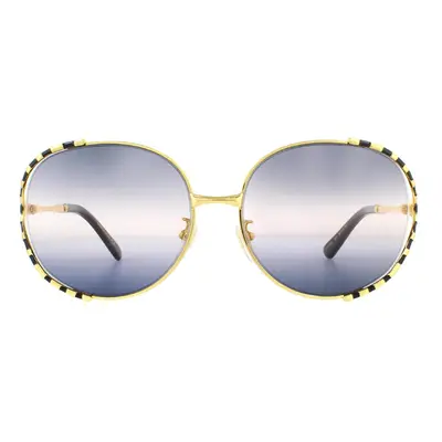 Gucci Sunglasses GG0595S Gold and Black Double Grey Gradient