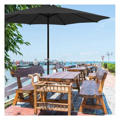 (3.3M, Black) BIRCHTREE Garden Parasol Tilt Crank Patio Sunshade Umbrella Aluminium 2.5/2.7/3/3.