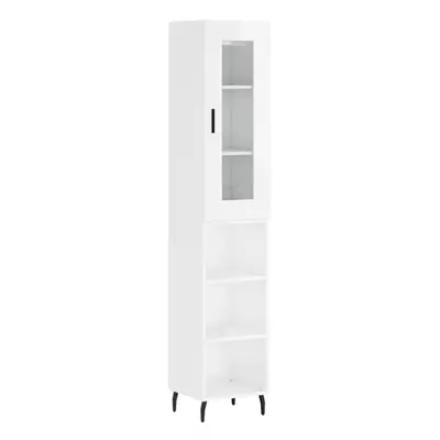 vidaXL Highboard Sideboard Storage Cabinet High Gloss White Engineered Wood