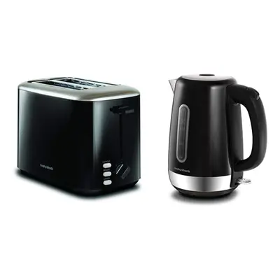 Morphy Richards Equip Black Slice Toaster - Defrost And Reheat Settings - Slot - Stainless Steel