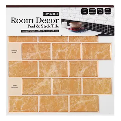 (Gold) 3D Tile Brick Stone Wall Sticker Self Adhesive Waterproof Foam Panel Stickers