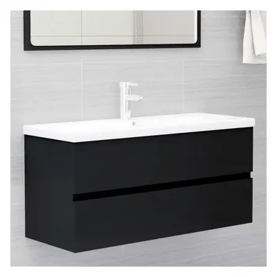 vidaXL Sink Cabinet Engineered Wood Black Storage Furniture Home Washroom Rack