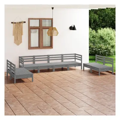 vidaXL Solid Pinewood Garden Lounge Set Piece Grey Outdoor Seating Sofa