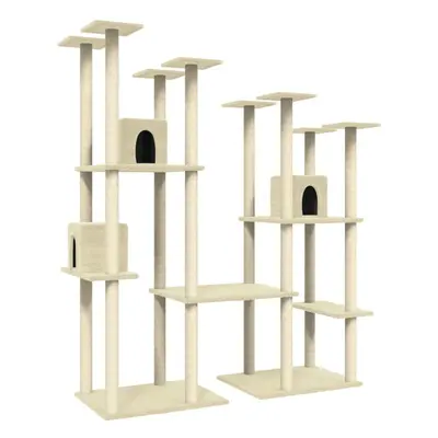 vidaXL Cat Tree with Sisal Scratching Posts Cream Cat Tower Activity Center