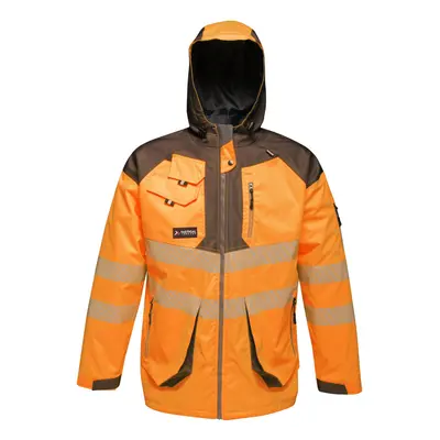 (S, Orange/Grey) Regatta Mens Hi-Vis Waterproof Reflective Parka Jacket