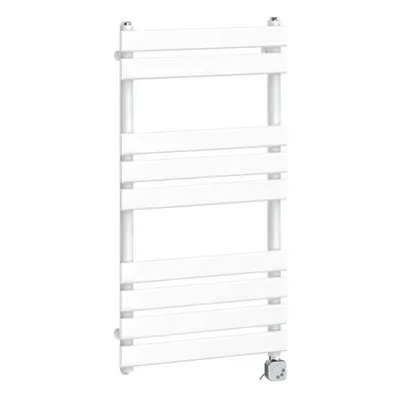 (950x500mm, White) NRG Pre-Filled Electric Heated Towel Rail Bathroom Radiator Thermostatic Warm