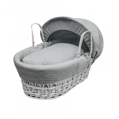 Grey Waffle White Wicker Moses Basket