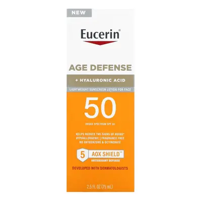 Eucerin, Age Defense, Lightweight Sunscreen Lotion For Face, SPF 50, Fragrance Free, 2.5 fl oz (