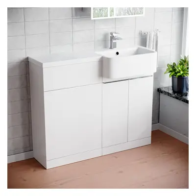 1000mm Right Hand Freestanding White Cabinet with Basin & WC Unit