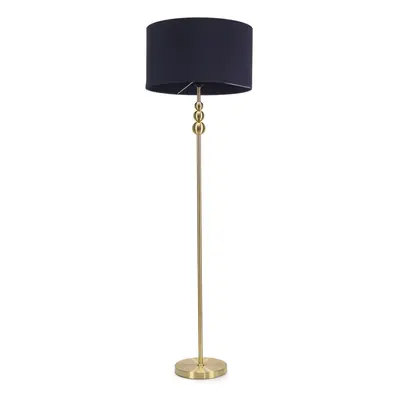 ValueLights Marissa Navy Blue Shade Gold Stacked Floor Lamp & Bulb