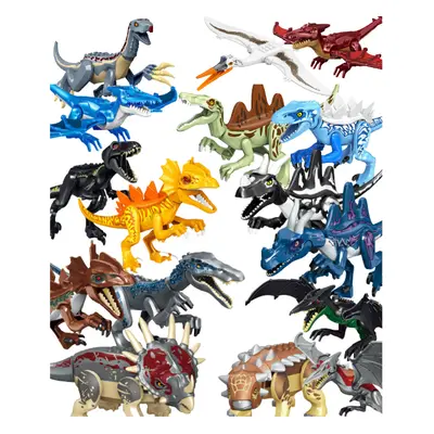 (ALL) Jurassic dinosaur building blocks assembling toy black pterosaur, tyrannosaurus, baryonyx,