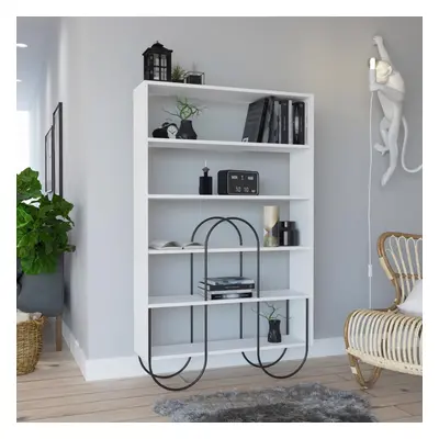 FWStyle Shelf Modern Shelving Display Unit Matt White Curved Metal Frame