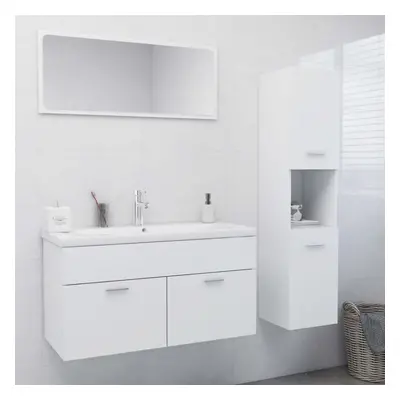 vidaXL Bathroom Furniture Set White Chipboard Wall Mirror Storage Cabinet