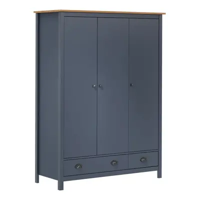 vidaXL Solid Wood Pine 3-Door Wardrobe Hill Grey 127x50x170 cm Clothes Cabinet