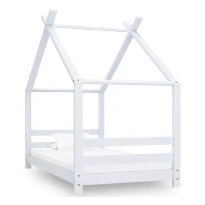 vidaXL Solid Pine Wood Kids Bed Frame White 80x160 cm Home Bedstead Furniture