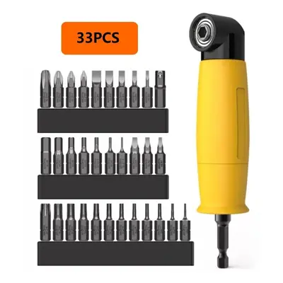 (33Pcs) 1/4inch 6.35mm Interface Degree Electric Corner Screwdriver Bit with 10Pcs/32Pcs 25mm Bi