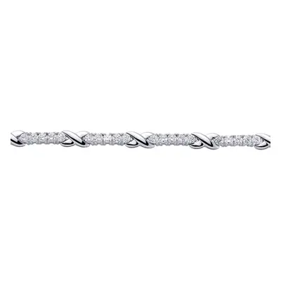 Jewelco London Ladies Sterling Silver Cubic Zirconia Infinity Kisses Tennis Bracelet 5mm 7.5 inc