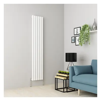 (1800 x 355mm Single, White) Oval Tube Designer Radiator