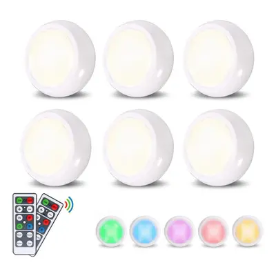 (RBGW) 6pcs LED Night Light RGBW / White Wiress Remote Contro Cabinet Light for Bedroom Kitchen 