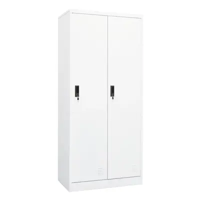 vidaXL Wardrobe White Steel Home Hanger Organiser Clothing Cabinet Cupboard