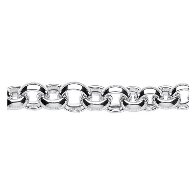 Jewelco London Ladies Sterling Silver Graduated Hollow Belcher Chain Bracelet 10mm 8.25 inch - G