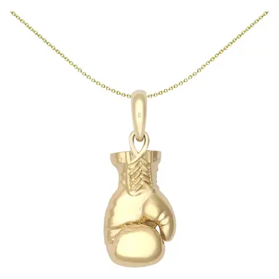 Jewelco London Men's Solid 9ct Yellow Gold Realistic 3D Single Boxing Glove Novelty Pendant, Lar