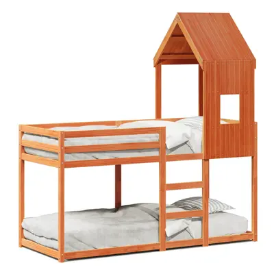 (wax brown, x cm) vidaXL Bunk Bed with Roof Children Bed Frame White 75x190 cm Solid Wood Pine