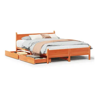 vidaXL Bed Frame without Mattress Wax Brown 135x190 cm Double Solid Wood Pine