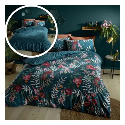 (King) Catherine Lansfield Tropical Floral Birds Duvet Cover Bedding Bed Set Reversible