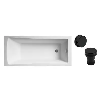 Square Single Ended Bath and Black Waste - x 700mm