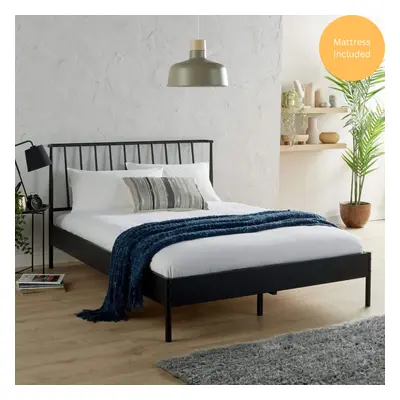 (King (5ft)) Metal Frame Double Bed With Matress