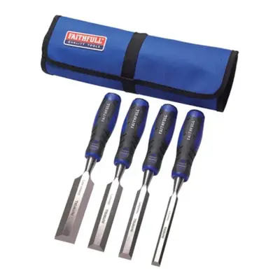 Faithfull Soft Grip Chisel Set in Fabricl Roll (4 Piece)