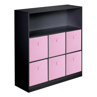 (Black, Light Pink) Wooden Cubed Bookcase Units Shelves Drawers