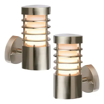 2 PACK IP44 Outdoor Wall Light Stainless Steel Open Lantern Traditional Porch