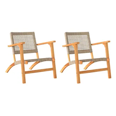 (beige, without table) vidaXL Garden Chairs Outdoor Chair Seat Poly Rattan and Acacia Wood pcs