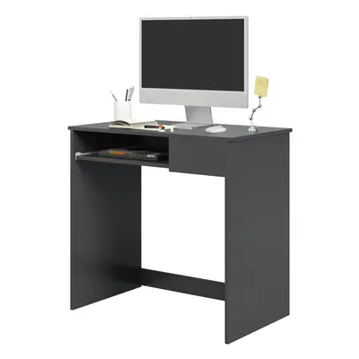 HOMCOM Compact Computer Table w/ Keyboard Tray Drawer Study Office Work, Grey