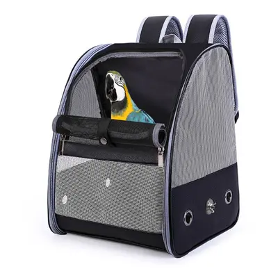 (Black) Bird Parrot Carrier Breathable Travel Cage Carrying Backpack Pet Shoulder Bag