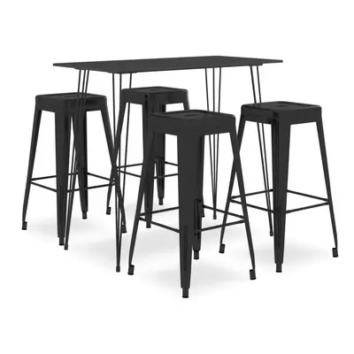 vidaXL Bar Set Piece Black Dining Room Kitchen Chair Stool Table Furniture