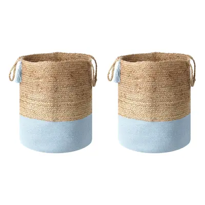 Set of Jute Baskets Blue and Beige GAJAR