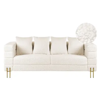 3 Seater Boucle Sofa White GRANNA