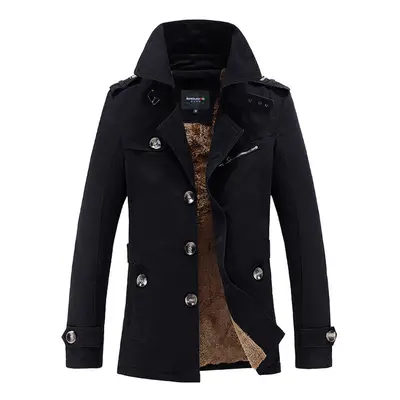 Men Long Winter Jackets Slim Fit Warm Trench Coats Business Casual Jackets High Men Cotton Butto