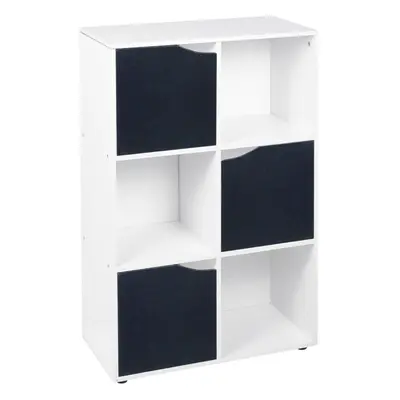 (6 Cube - White, Black) Cube Wooden Bookcase Shelving Shelves Unit Wood