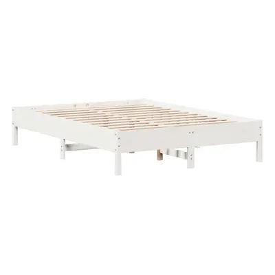 vidaXL Bed Frame Bed Base Bedstead White 150x200 cm King Size Solid Wood Pine