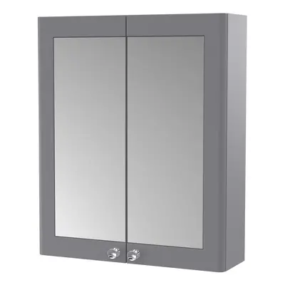 Traditional Wall Hung Soft Close Door Mirror Cabinet, 600mm - Satin Grey