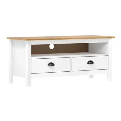 vidaXL Solid Wood Pine TV Cabinet Hill White 110x40x47 cm Media Unit TV Stand