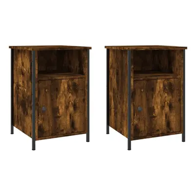 (smoked oak, pcs) vidaXL Bedside Cabinets Bedside Table Side Table pcs Black Engineered Wood