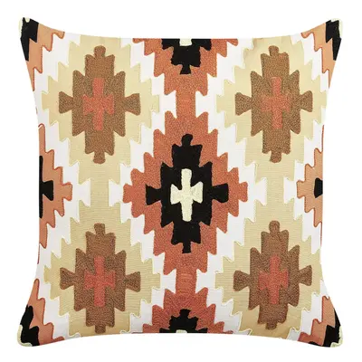 Embroidered Cotton Cushion Geometric Pattern x cm Multicolour SERAMPORE