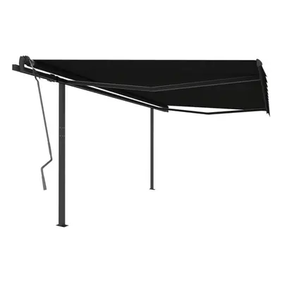 (anthracite) vidaXL Manual Retractable Awning with Posts Garden Outdoor Patio Sunshade